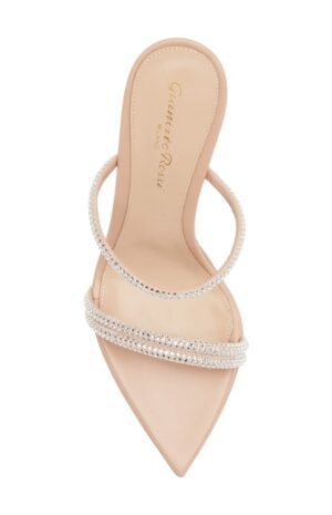 Crystal Embellished Pointed Toe Platform Slide Sandal